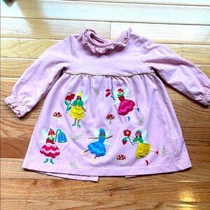 9-12m Mini Boden Pink Dress with Fairy Embroidery